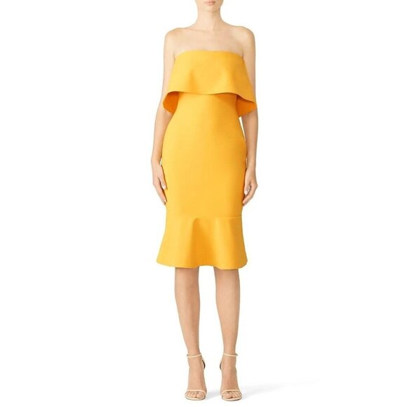 Likely Golden Conrad Strapless Sheath Yellow Dress Womens Size 0 - Picture 1 of 7